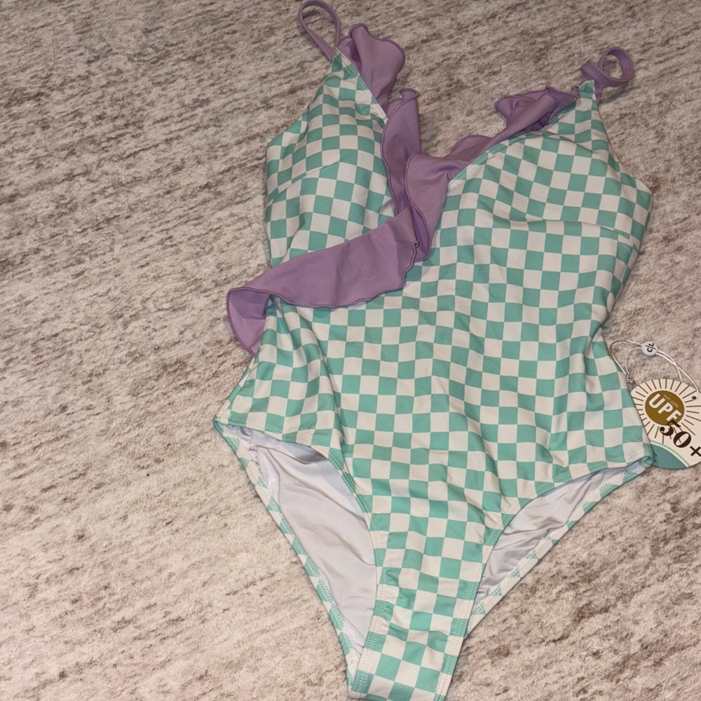 Caden Lane Kids Swim One Piece - Mint and Lavender